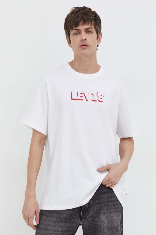 Levi's tricou din bumbac print alb 16143
