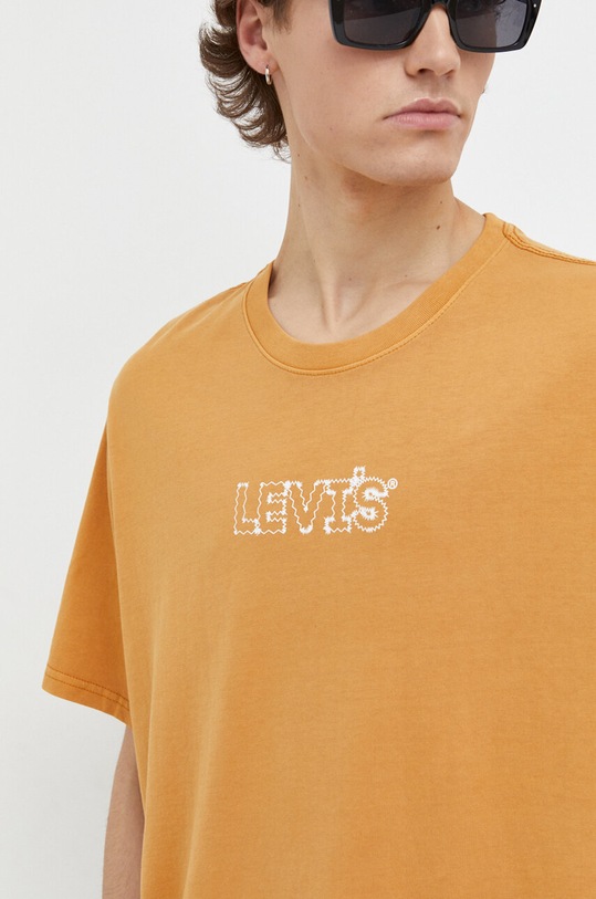 Βαμβακερό μπλουζάκι Levi's πορτοκαλί 16143