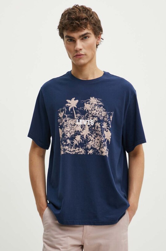 Levi's tricou din bumbac print bleumarin 16143