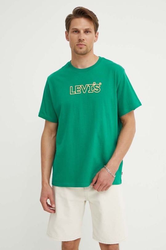 Βαμβακερό μπλουζάκι Levi's τιρκουάζ 16143