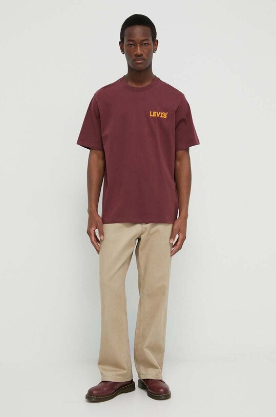 Levi's t-shirt bawełniany 16143 bordowy SS25