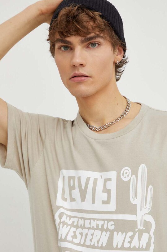 Levi's tricou din bumbac bej 22491