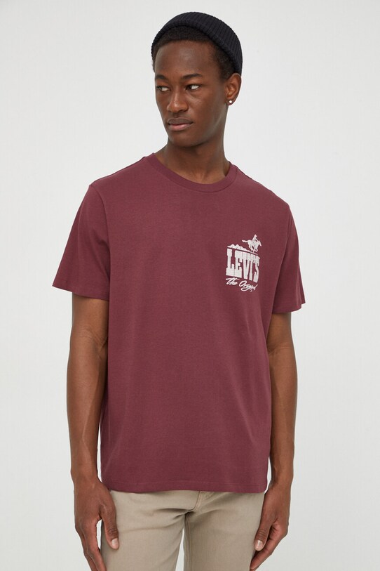 Odzież Levi's t-shirt bawełniany 22491 bordowy