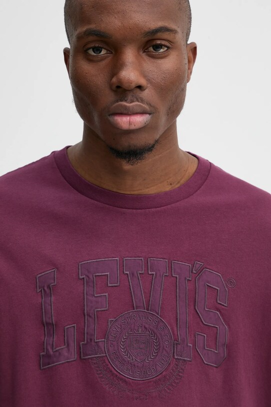Levi's t-shirt bawełniany bordowy 22491