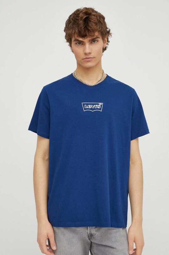 Levi's tricou din bumbac melanj albastru 22491
