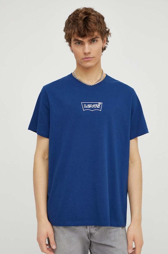 Levi's tricou din bumbac melanj albastru 22491