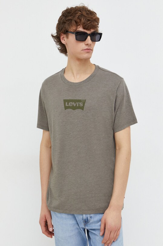 Levi's tricou din bumbac melanj verde 22491