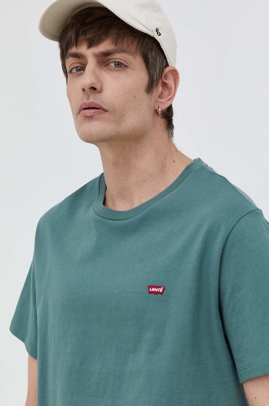 Bavlněné tričko Levi's zelená 56605