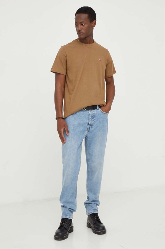 Levi's t-shirt bawełniany 56605 brązowy SS25