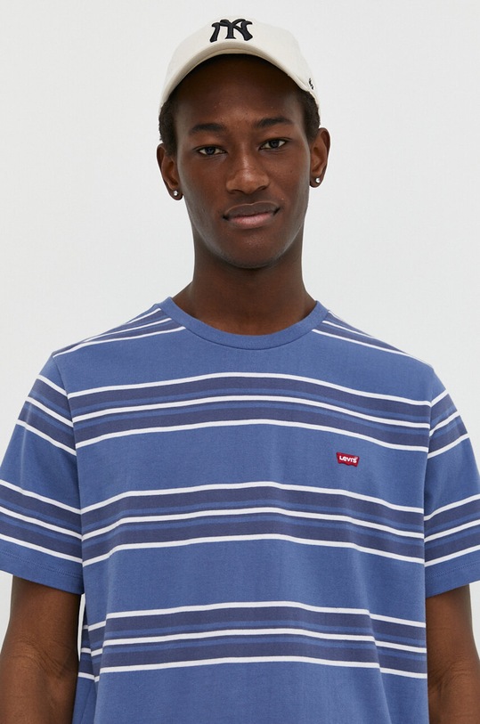 Bavlnené tričko Levi's jednofarebný modrá 56605