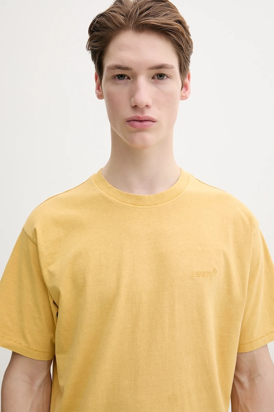 Βαμβακερό μπλουζάκι Levi's κίτρινο A0637
