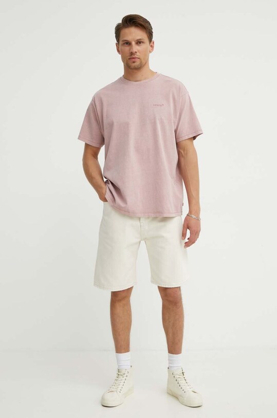 Bavlnené tričko Levi's A0637 ružová SS25