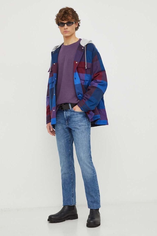 Bavlněné tričko Levi's A0637 fialová SS25