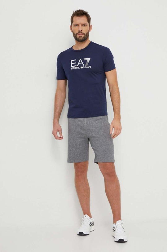 EA7 Emporio Armani tricou din bumbac 3DPT71.PJM9Z bleumarin SS24