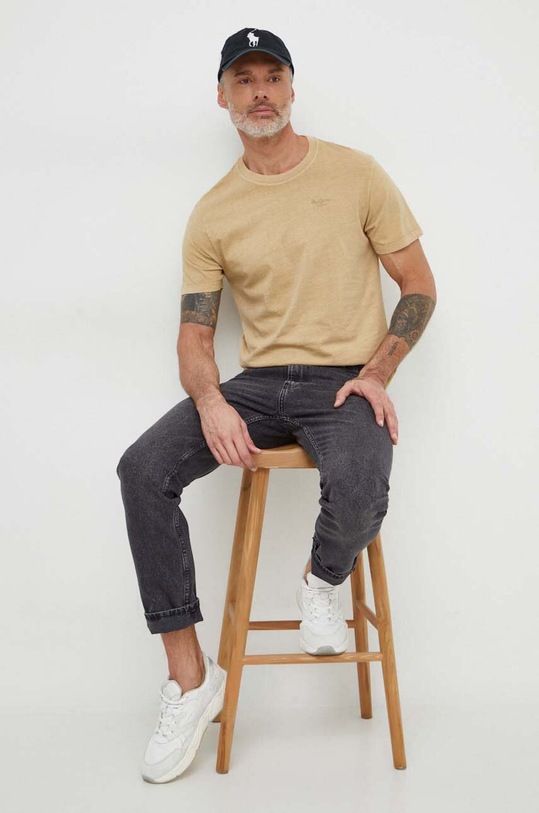 Pepe Jeans t-shirt bawełniany Jacko PM508664 beżowy SS25