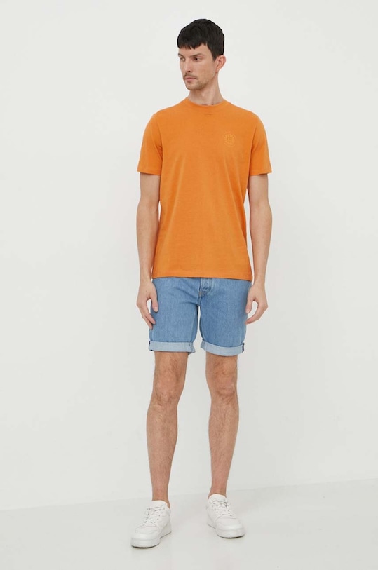 Odzież Lindbergh t-shirt bawełniany 30.400267.BURNTORANG pomarańczowy
