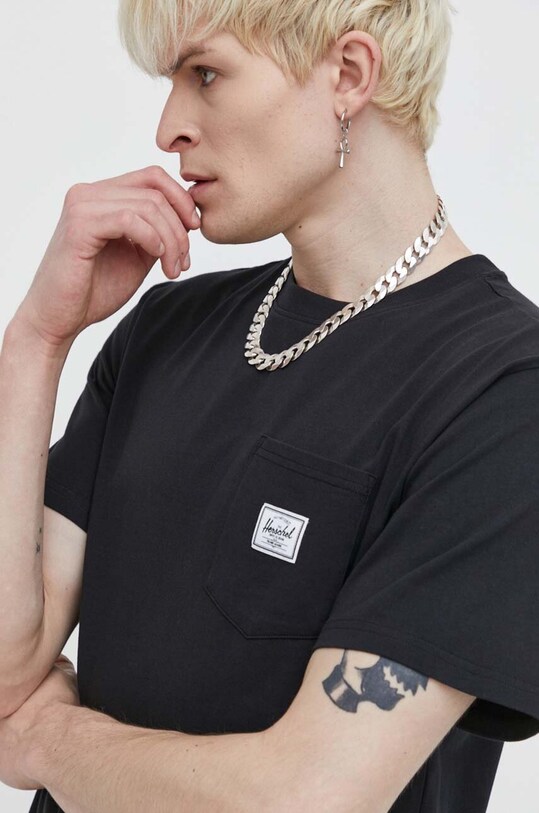 Хлопковая футболка Herschel чёрный 50283.00001