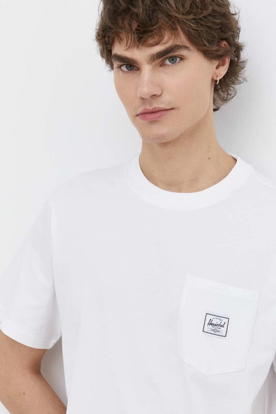 Herschel t-shirt bawełniany bawełna biały 50283.01588