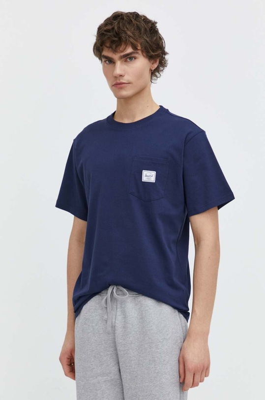 Herschel t-shirt bawełniany granatowy 50283.01926