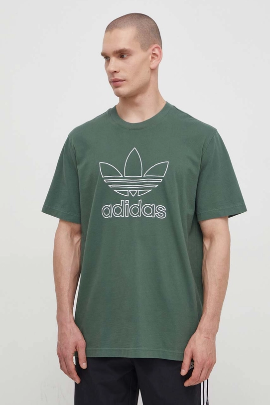 Хлопковая футболка adidas Originals Trefoil Tee зелёный IR7993