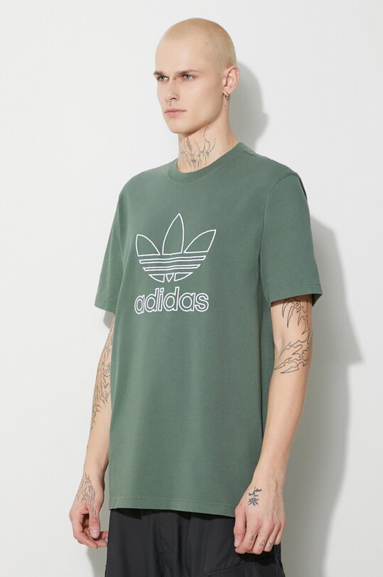 adidas Originals cotton t-shirt Trefoil Tee green IR7993