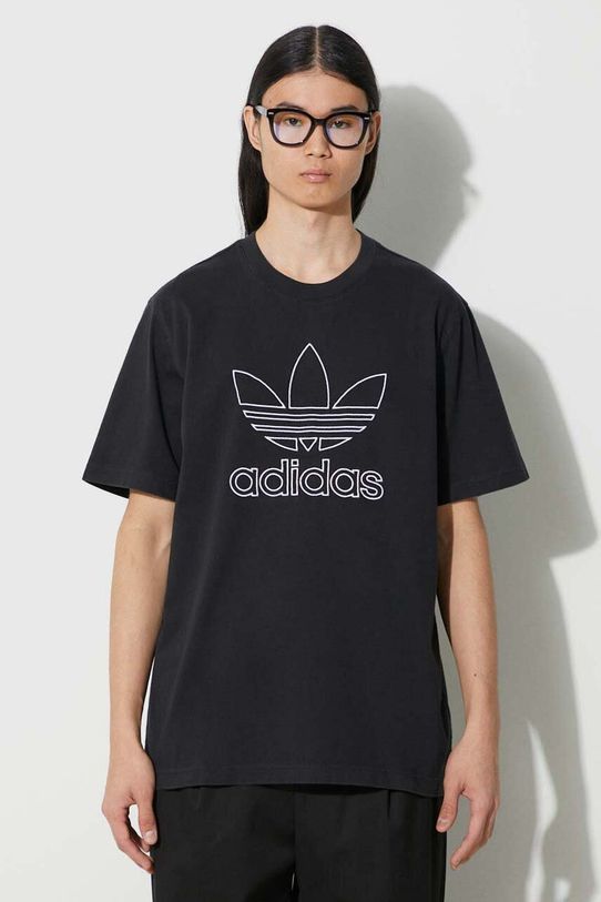 Βαμβακερό μπλουζάκι adidas Originals Trefoil Tee κανονικό μαύρο IU2347