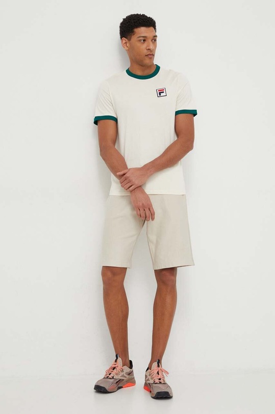 Bavlněné tričko Fila Laz FAM0641 béžová AW24