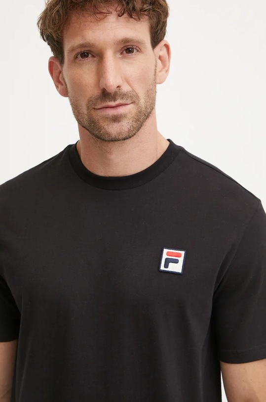 Bavlněné tričko Fila černá FAM0616