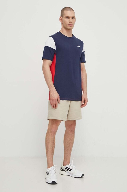 Хлопковая футболка Fila Tsingoni FAM0629 тёмно-синий SS24
