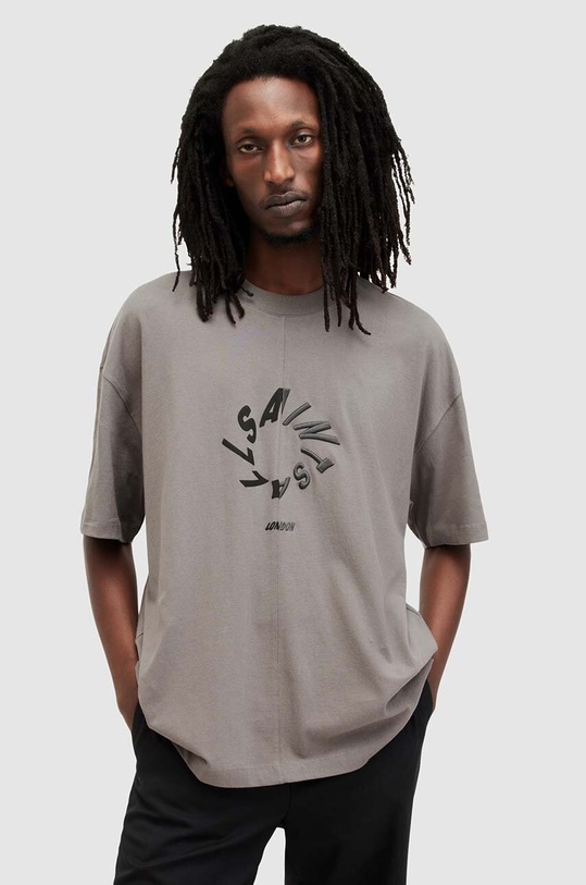 Bavlnené tričko AllSaints Halo relaxed sivá MG110Z