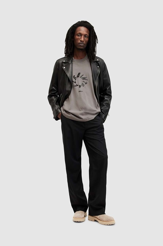 Βαμβακερό μπλουζάκι AllSaints Halo γκρί MG110Z
