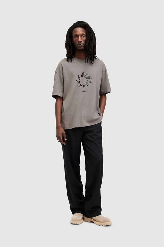 Βαμβακερό μπλουζάκι AllSaints Halo MG110Z γκρί