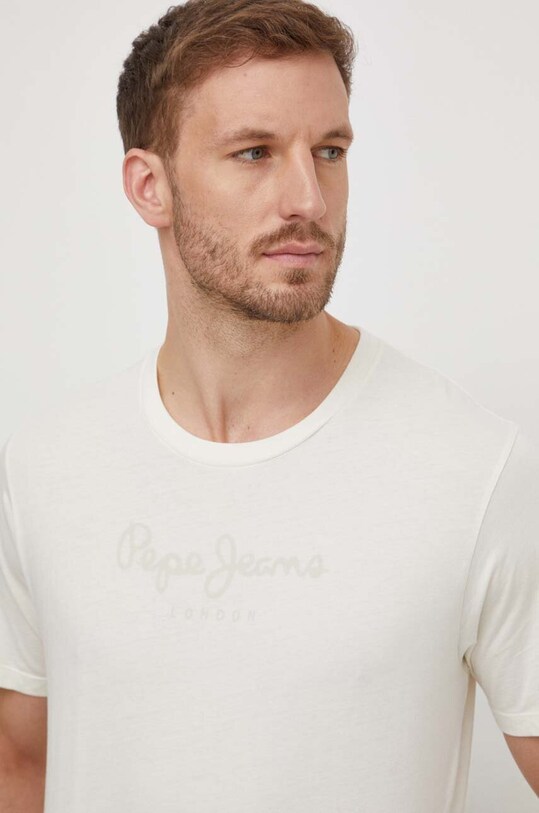 Хлопковая футболка Pepe Jeans Eggo N бежевый PM508208
