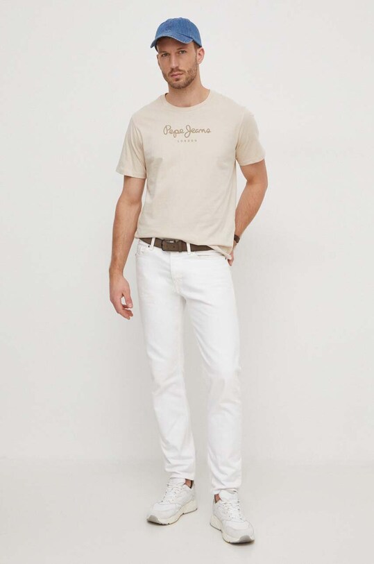 Pepe Jeans tricou din bumbac Eggo PM508208 bej SS25