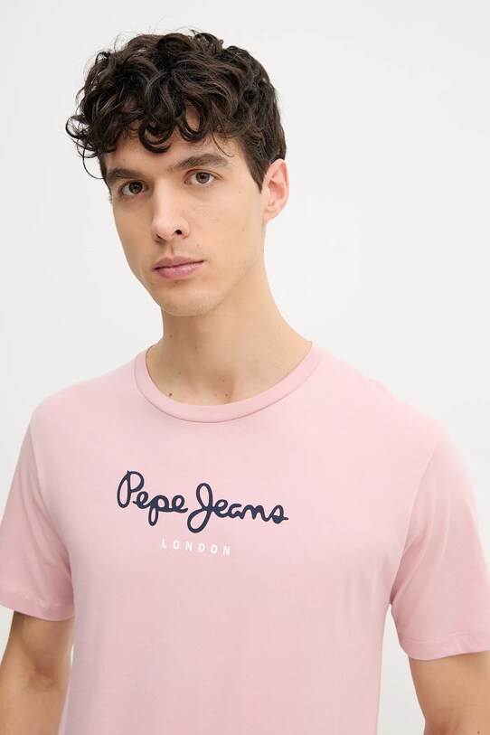 Бавовняна футболка Pepe Jeans Eggo рожевий PM508208