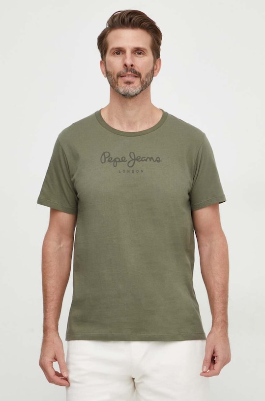 Pepe Jeans t-shirt bawełniany Eggo nadruk zielony PM508208