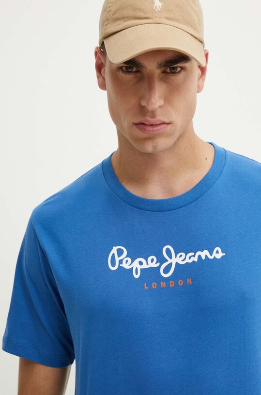 Хлопковая футболка Pepe Jeans Eggo N голубой PM508208
