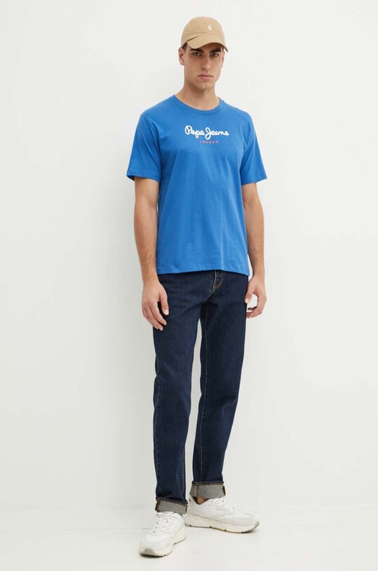 Хлопковая футболка Pepe Jeans Eggo N PM508208 голубой SS25