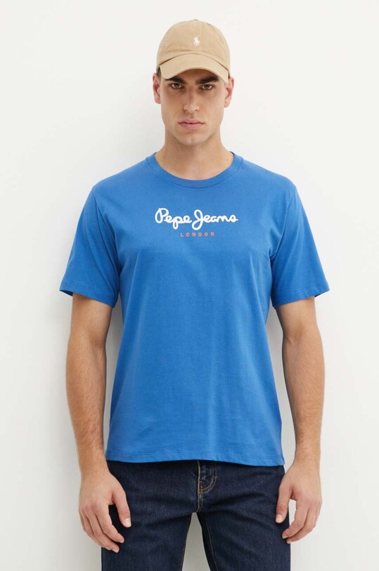 Хлопковая футболка Pepe Jeans Eggo N голубой PM508208