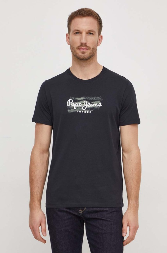 Pepe Jeans t-shirt bawełniany Castle nadruk czarny PM509204