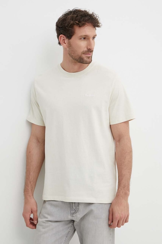Pepe Jeans tricou din bumbac Connor uni bej PM509206