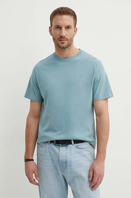 Хлопковая футболка Pepe Jeans Connor хлопок голубой PM509206