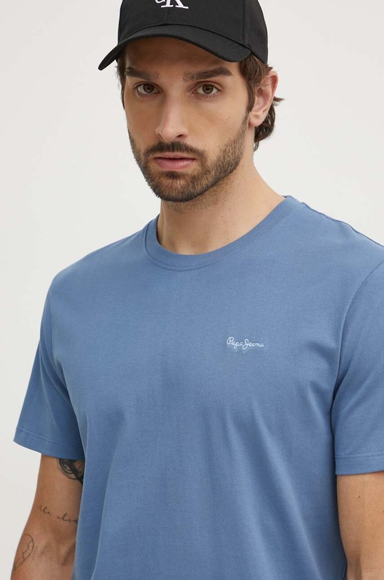 Бавовняна футболка Pepe Jeans Connor блакитний PM509206
