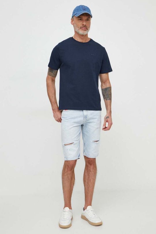 Bavlnené tričko Pepe Jeans Connor PM509206 tmavomodrá AW24