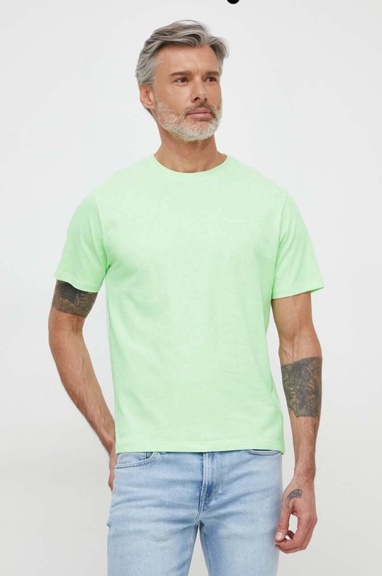 Pepe Jeans tricou din bumbac Connor uni verde PM509206
