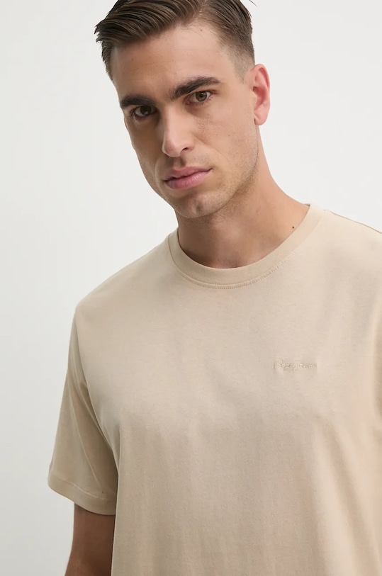 Pepe Jeans tricou din bumbac Connor bej PM509206