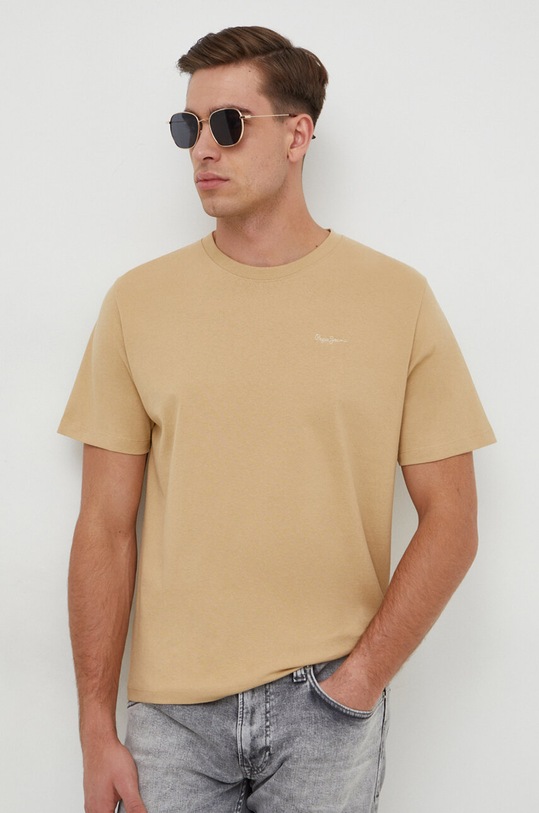 Pepe Jeans t-shirt bawełniany Connor bawełna beżowy PM509206