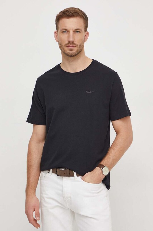 Бавовняна футболка Pepe Jeans Connor чорний PM509206