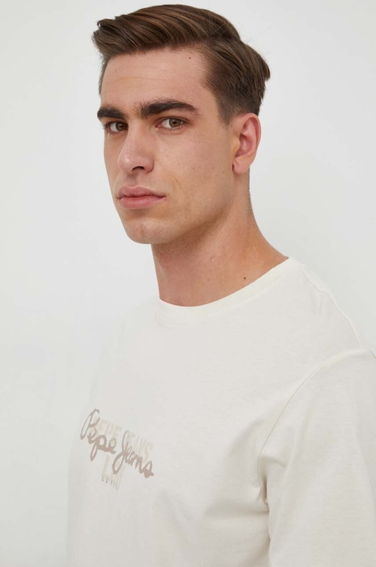 Odzież Pepe Jeans t-shirt bawełniany Chris PM509207 beżowy