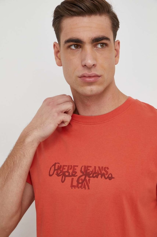 Pepe Jeans t-shirt bawełniany Chris pomarańczowy PM509207